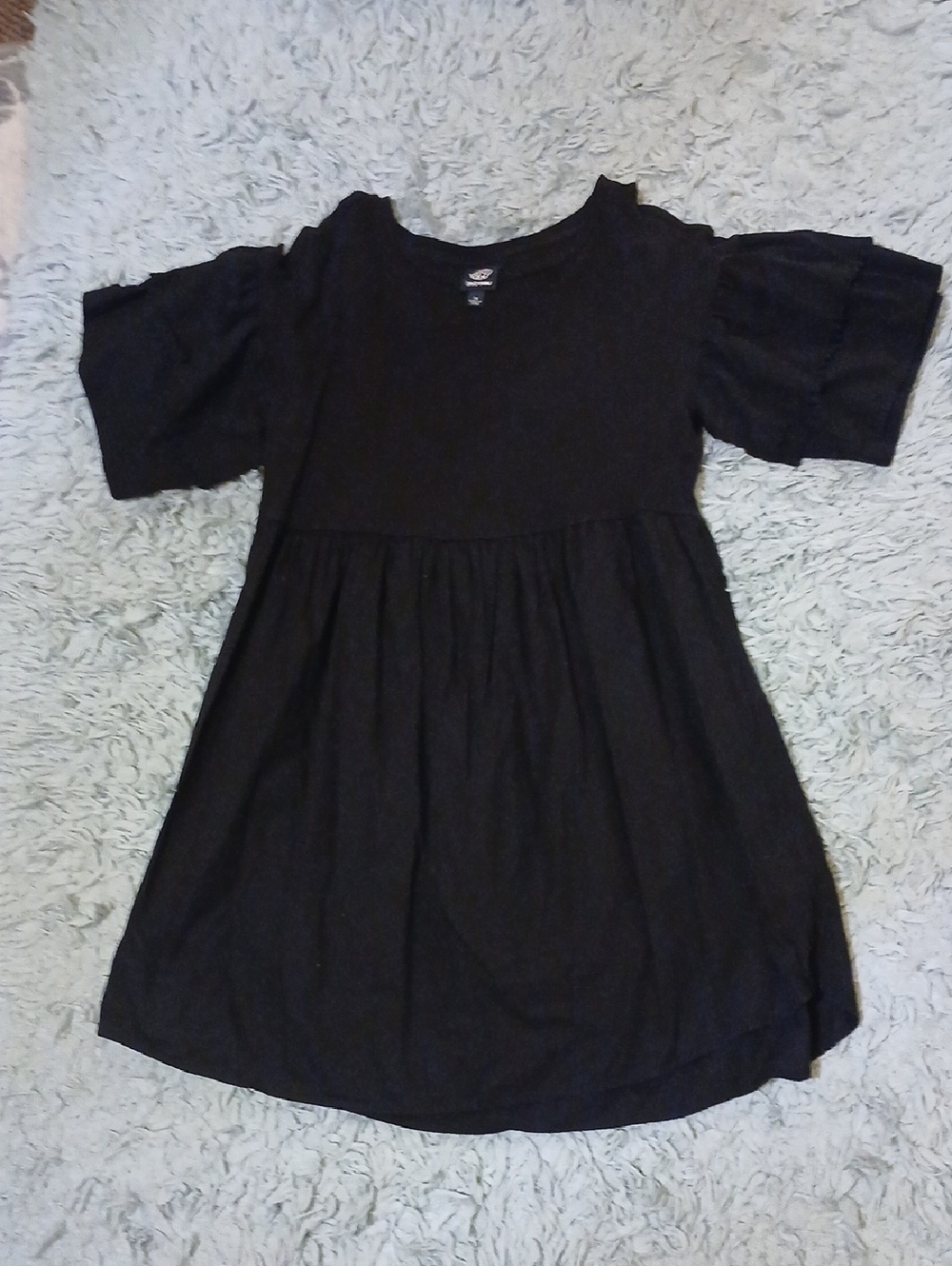 bobeau Black Short Sleeve Babydoll Top
